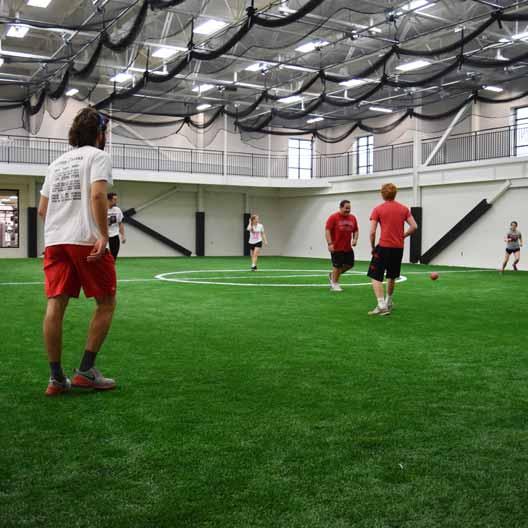 Students playing soccer in the Murphy Recreation Center